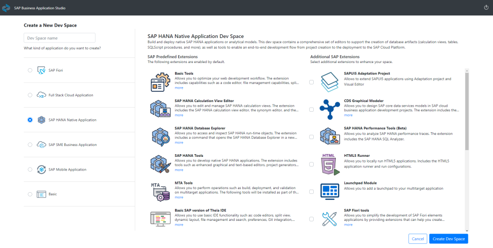 screenshot of SAP HANA Cloud